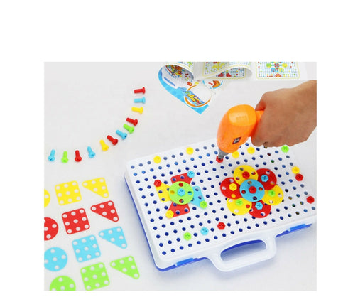 Creative Construction Electric Drill STEM Engineering Building DIY Mosaic Toy Set